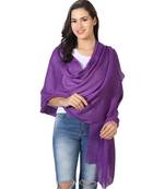Purple Super Fine Blended Ultra Soft & Warm Wool Silk Unisex Pashmina Shawl, Stole & Wrap with Hanger