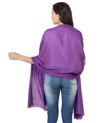 Purple Super Fine Blended Ultra Soft & Warm Wool Silk Unisex Pashmina Shawl, Stole & Wrap with Hanger 3