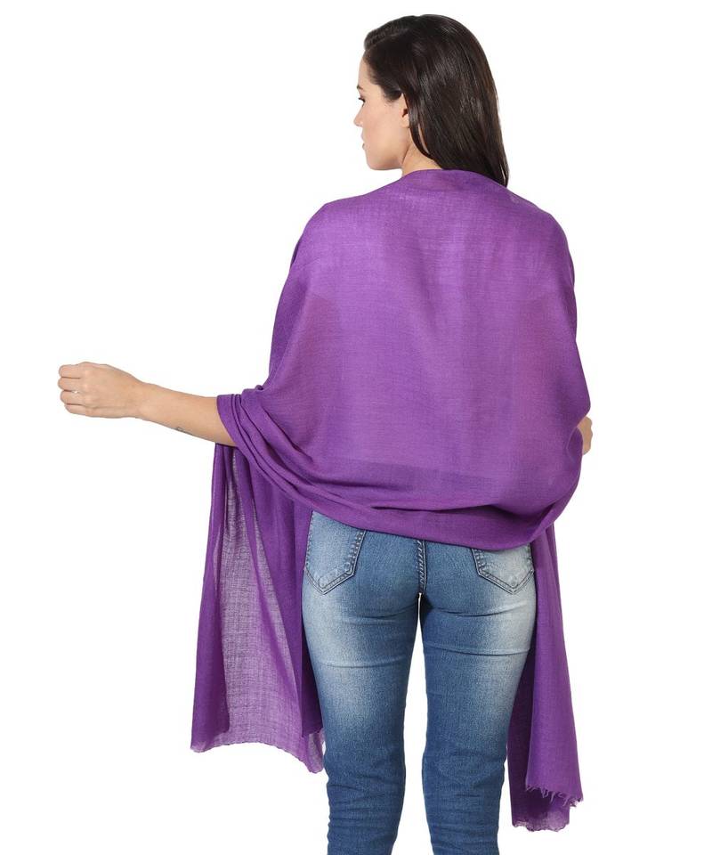 Purple Super Fine Blended Ultra Soft & Warm Wool Silk Unisex Pashmina Shawl, Stole & Wrap with Hanger