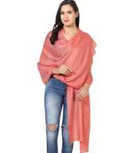 Peach Super Fine Blended Ultra Soft & Warm Wool Silk Unisex Pashmina Shawl, Stole & Wrap with Hanger