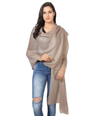 Tan Super Fine Blended Ultra Soft & Warm Wool Silk Unisex Pashmina Shawl, Stole & Wrap with Hanger 1