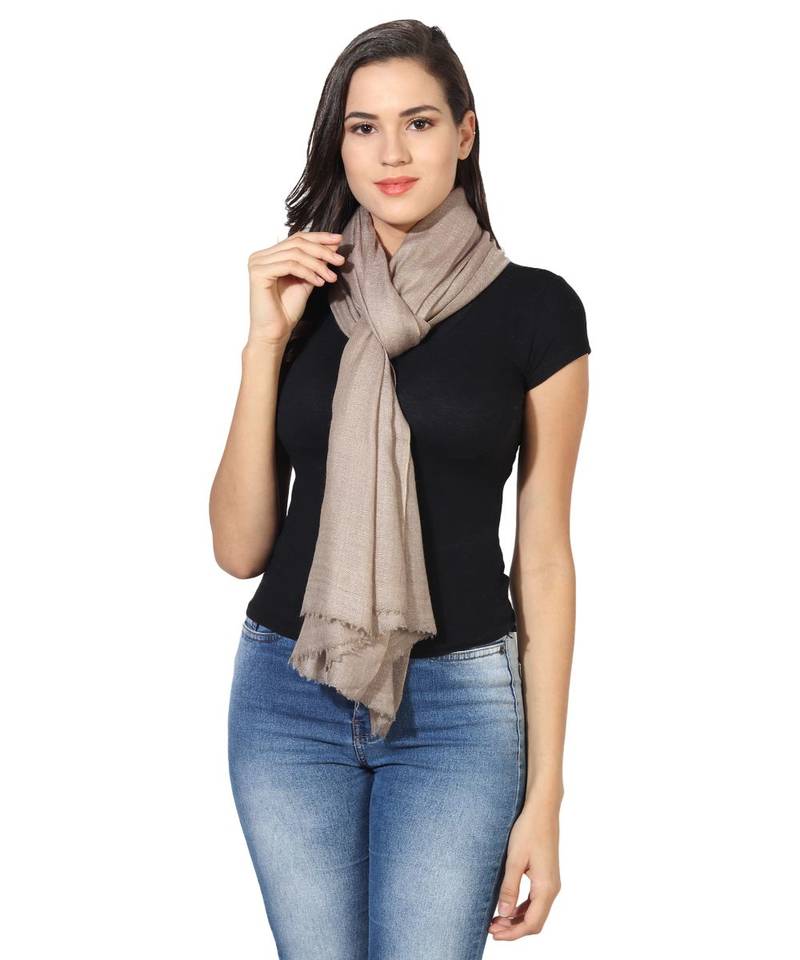 Tan Super Fine Blended Ultra Soft & Warm Wool Silk Unisex Pashmina Shawl, Stole & Wrap with Hanger