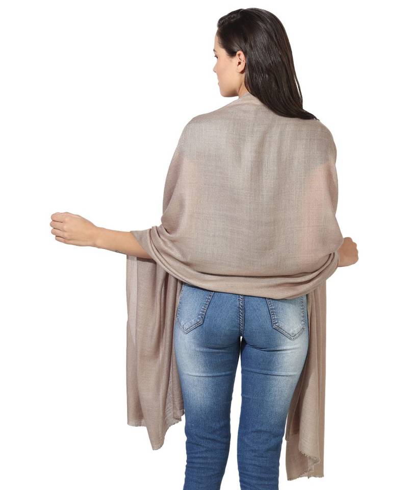 Tan Super Fine Blended Ultra Soft & Warm Wool Silk Unisex Pashmina Shawl, Stole & Wrap with Hanger