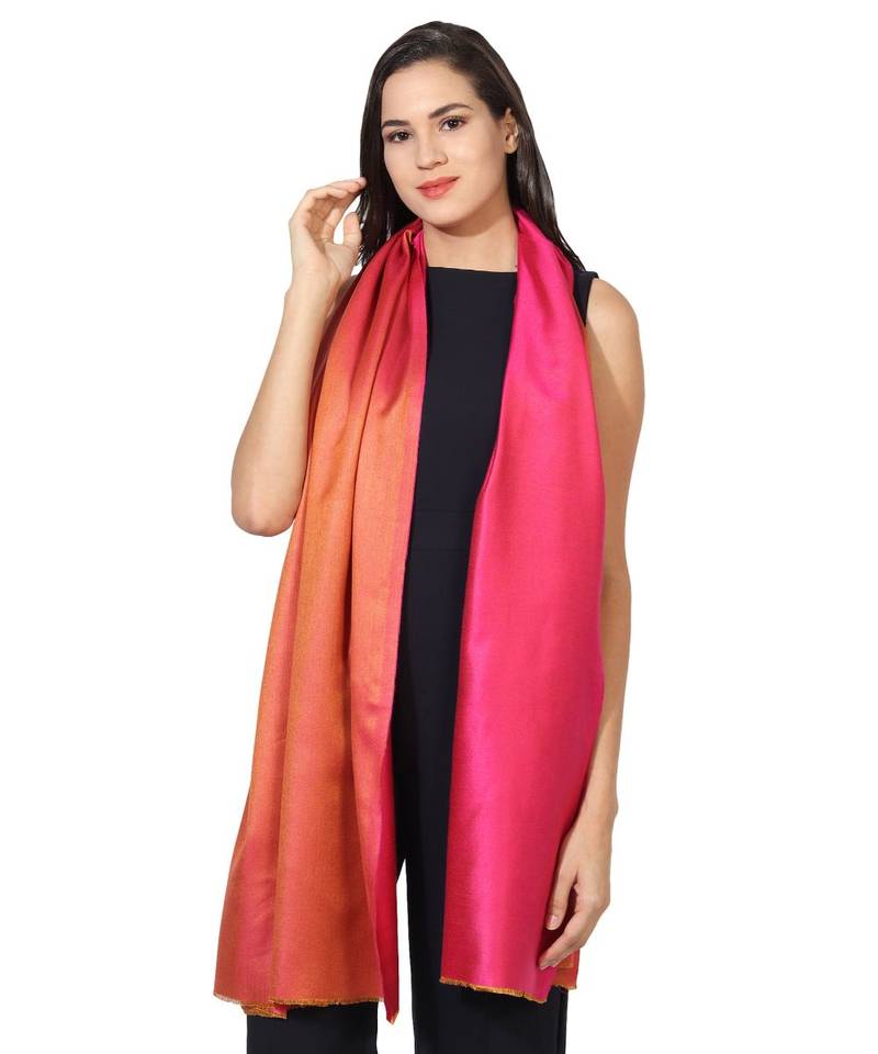 Pink & Orange Super Fine Soft Women's Mudal Reversible Scarf, Stole & Wrap with Hanger