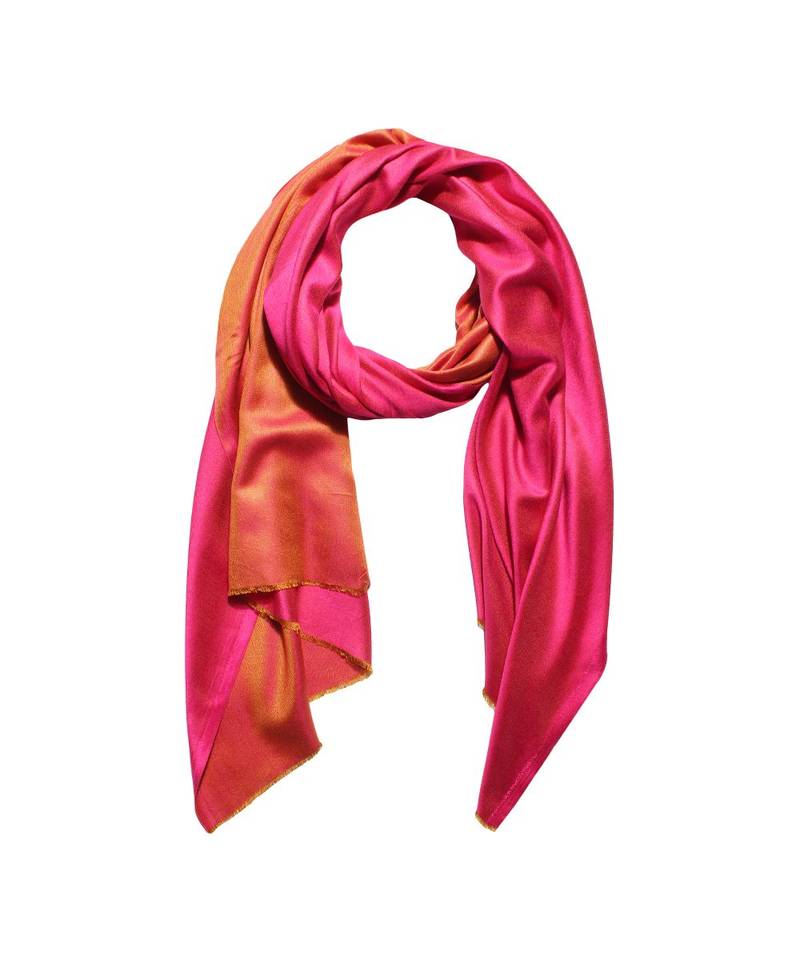 Pink & Orange Super Fine Soft Women's Mudal Reversible Scarf, Stole & Wrap with Hanger