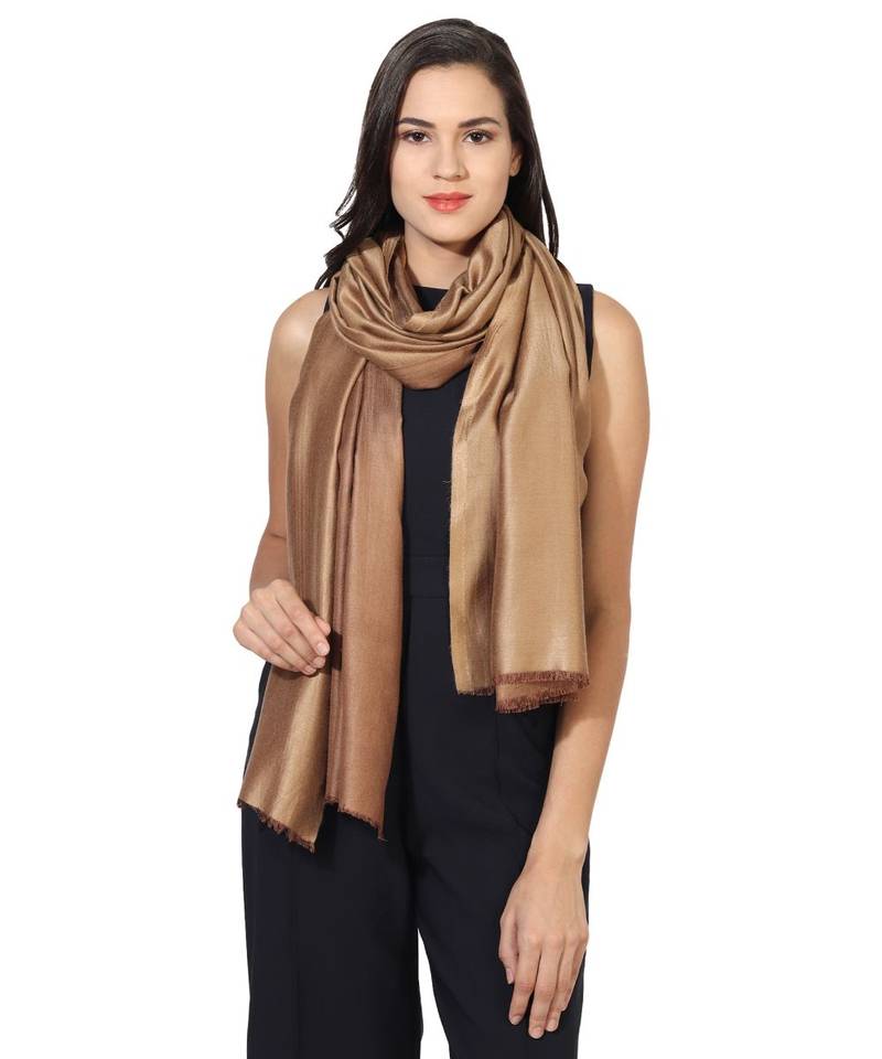 Beige & Brown  Super Fine Soft Women's Mudal Reversible Scarf, Stole & Wrap with Hanger