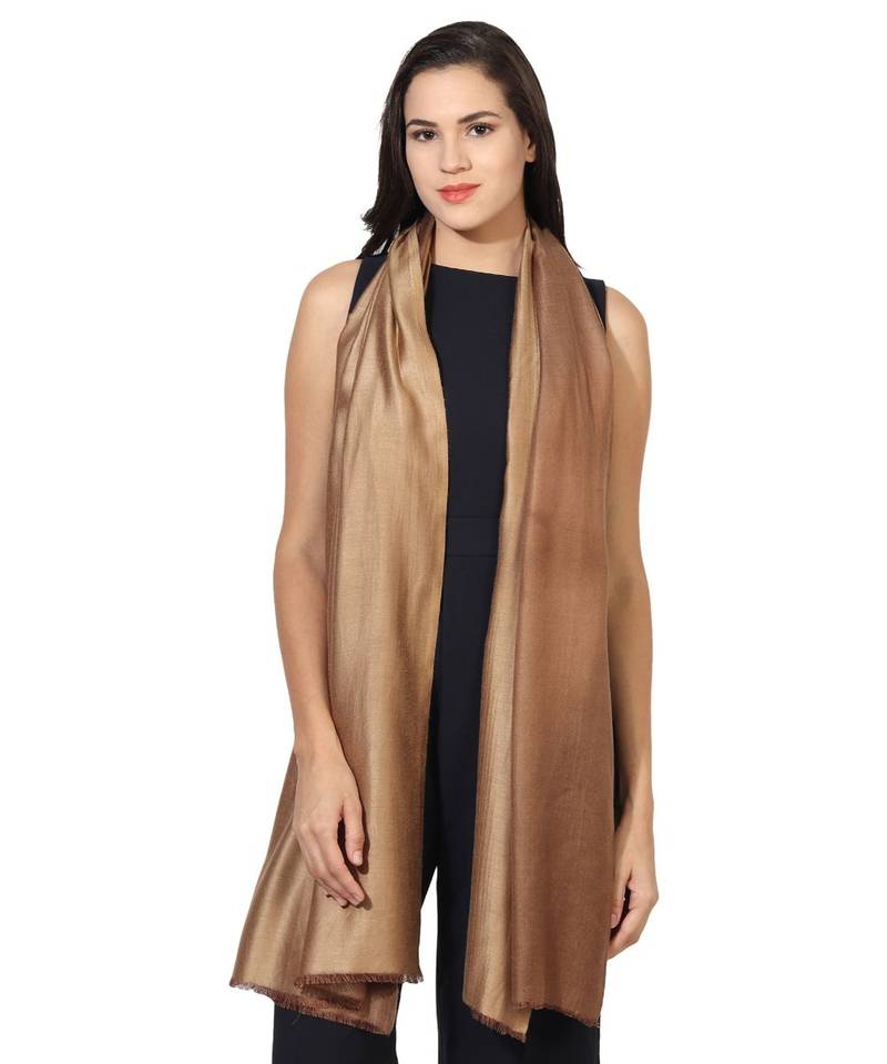 Beige & Brown  Super Fine Soft Women's Mudal Reversible Scarf, Stole & Wrap with Hanger