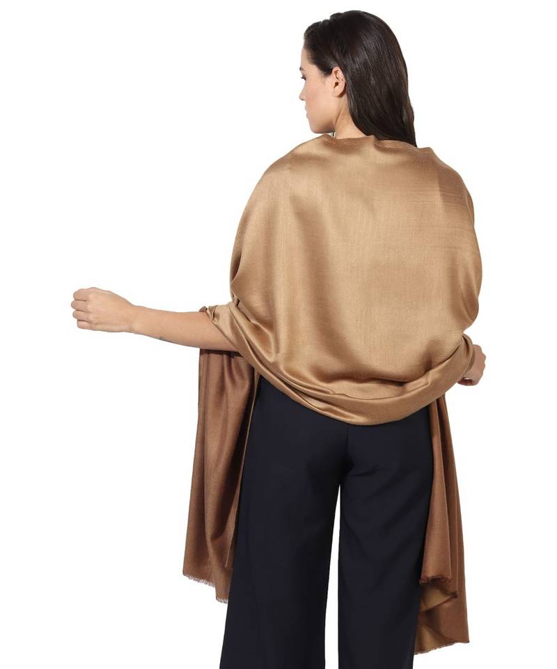 Beige & Brown  Super Fine Soft Women's Mudal Reversible Scarf, Stole & Wrap with Hanger