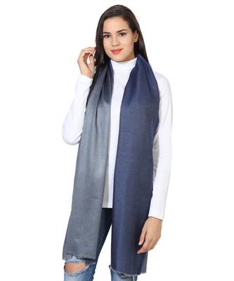 Dark Blue & Grey  Super Fine Soft Women's Mudal Reversible Scarf, Stole & Wrap with Hanger 2