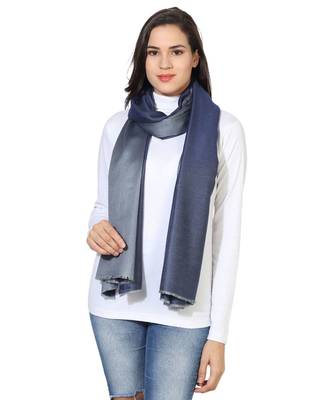Dark Blue & Grey  Super Fine Soft Women's Mudal Reversible Scarf, Stole & Wrap with Hanger 3