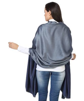 Dark Blue & Grey  Super Fine Soft Women's Mudal Reversible Scarf, Stole & Wrap with Hanger 4