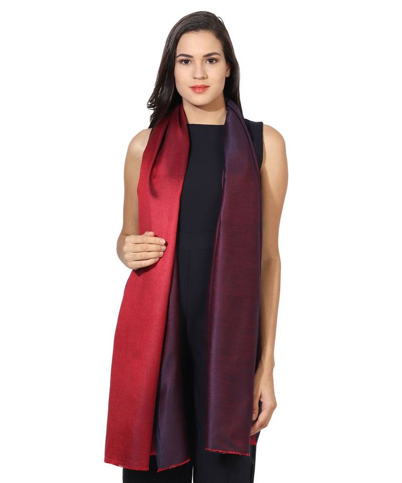 Maroon & Red  Super Fine Soft Women's Mudal Reversible Scarf, Stole & Wrap with Hanger