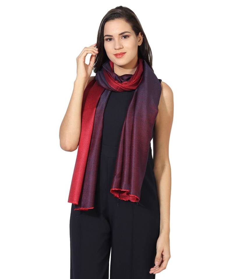 Maroon & Red  Super Fine Soft Women's Mudal Reversible Scarf, Stole & Wrap with Hanger