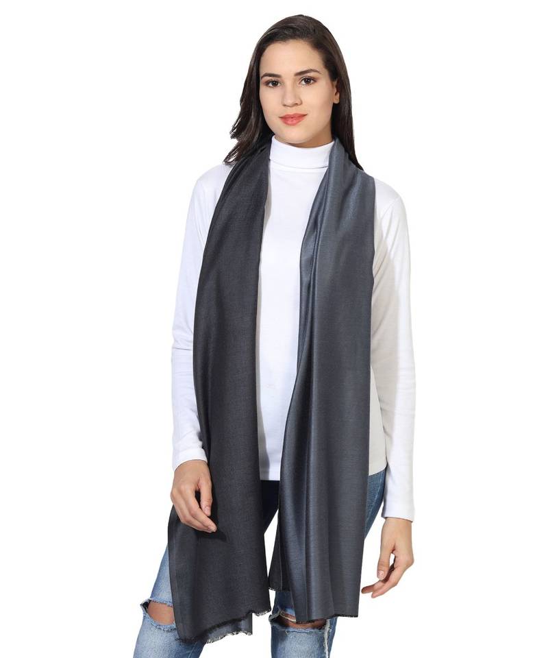 Grey & Black  Super Fine Soft Women's Mudal Reversible Scarf, Stole & Wrap with Hanger