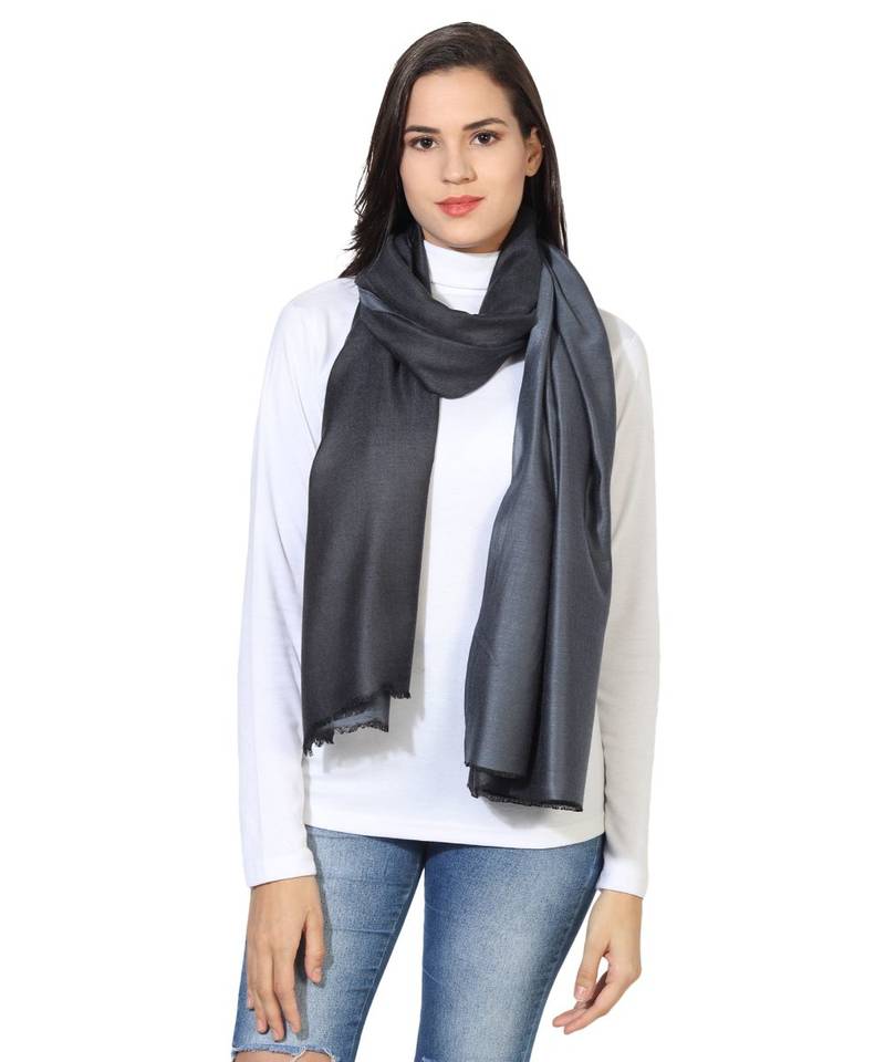 Grey & Black  Super Fine Soft Women's Mudal Reversible Scarf, Stole & Wrap with Hanger