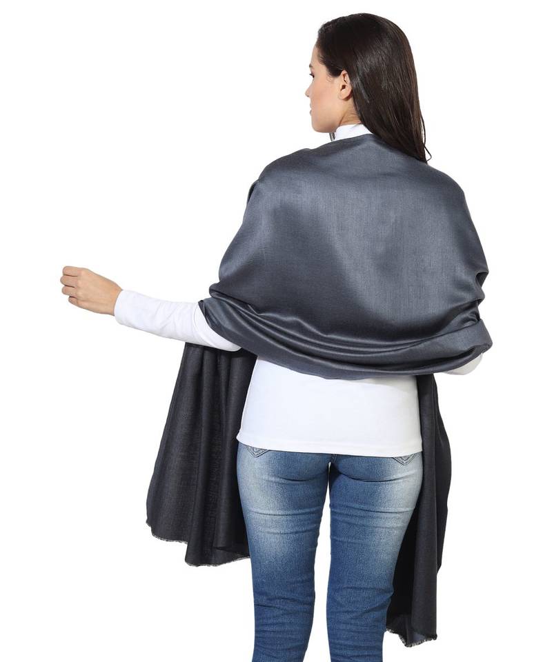 Grey & Black  Super Fine Soft Women's Mudal Reversible Scarf, Stole & Wrap with Hanger