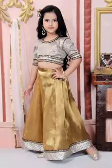 Off White Embroidered Brocade  Lehenga Choli Dupatta