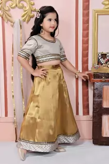 Off White Embroidered Brocade  Lehenga Choli Dupatta