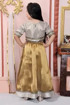 Off White Embroidered Brocade  Lehenga Choli Dupatta