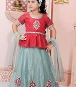 Pink Embroidered Shimmer Lehenga Choli Dupatta