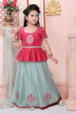Pink Embroidered Shimmer Lehenga Choli Dupatta 2