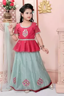 Pink Embroidered Shimmer Lehenga Choli Dupatta