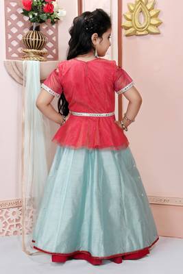 Pink Embroidered Shimmer Lehenga Choli Dupatta 4
