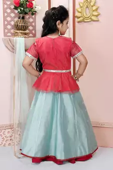 Pink Embroidered Shimmer Lehenga Choli Dupatta
