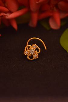 Designer Stone Studded Premium Gold Plated diamond nose-ring or Nose Pin
