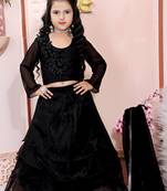 Black Embroidered Cotton Silk Lehenga Choli Dupatta