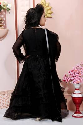 Black Embroidered Cotton Silk Lehenga Choli Dupatta 4