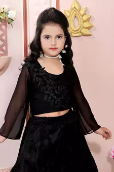 Black Embroidered Cotton Silk Lehenga Choli Dupatta