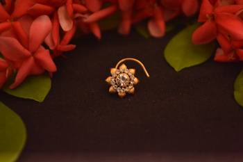 Designer Stone Studded Premium Gold Plated diamond nose-ring or Nose Pin 3