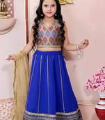 Gold Embroidered Brocade Lehenga Choli Dupatta