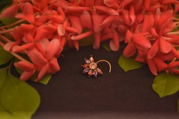 Designer Stone Studded Premium Gold Plated diamond nose-ring or Nose Pin 5