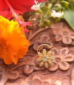 Designer Stone Studded Premium Gold Plated diamond nose-ring or Nose Pin