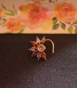 Designer Stone Studded Premium Gold Plated diamond nose-ring or Nose Pin