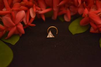 Designer Stone Studded Triangular Premium Gold Plated diamond nose-ring or Nose Pin 1