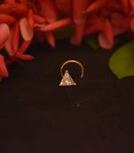 Designer Stone Studded Triangular Premium Gold Plated diamond nose-ring or Nose Pin