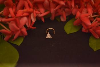 Designer Stone Studded Triangular Premium Gold Plated diamond nose-ring or Nose Pin 2