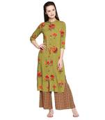 Green Green Floral Printed Kurta Set For Women