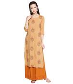 Mustard Mustard Embroidered Kurta with Skirt For Women
