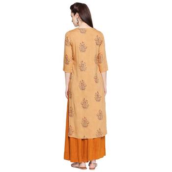 Mustard Mustard Embroidered Kurta with Skirt For Women 3