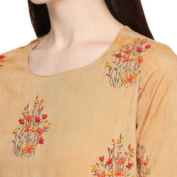 Mustard Mustard Embroidered Kurta with Skirt For Women 5