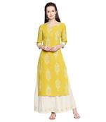 Green Green Printed & Embroidered Kurta with Skirt For Women