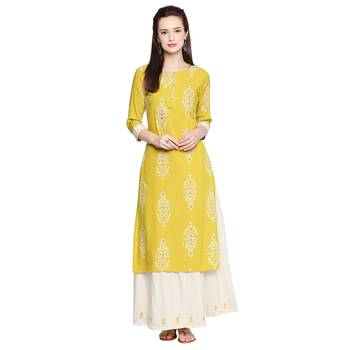 Green Green Printed & Embroidered Kurta with Skirt For Women 4