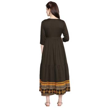 Olive Green Designer Kurta with Jacket For Women 3
