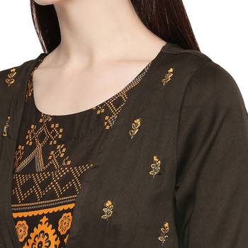 Olive Green Designer Kurta with Jacket For Women 5