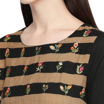 Black Black Embroidered Gown For Women 5