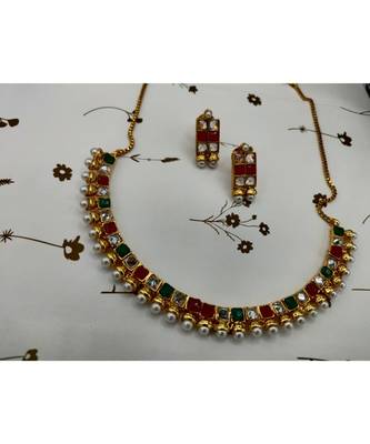 Multicolor Stone Studded Necklace Sets 1